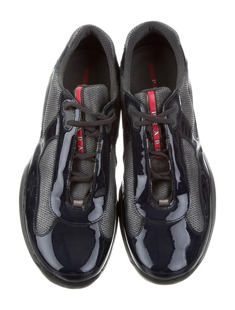 patent prada trainers|Prada leather slippers.